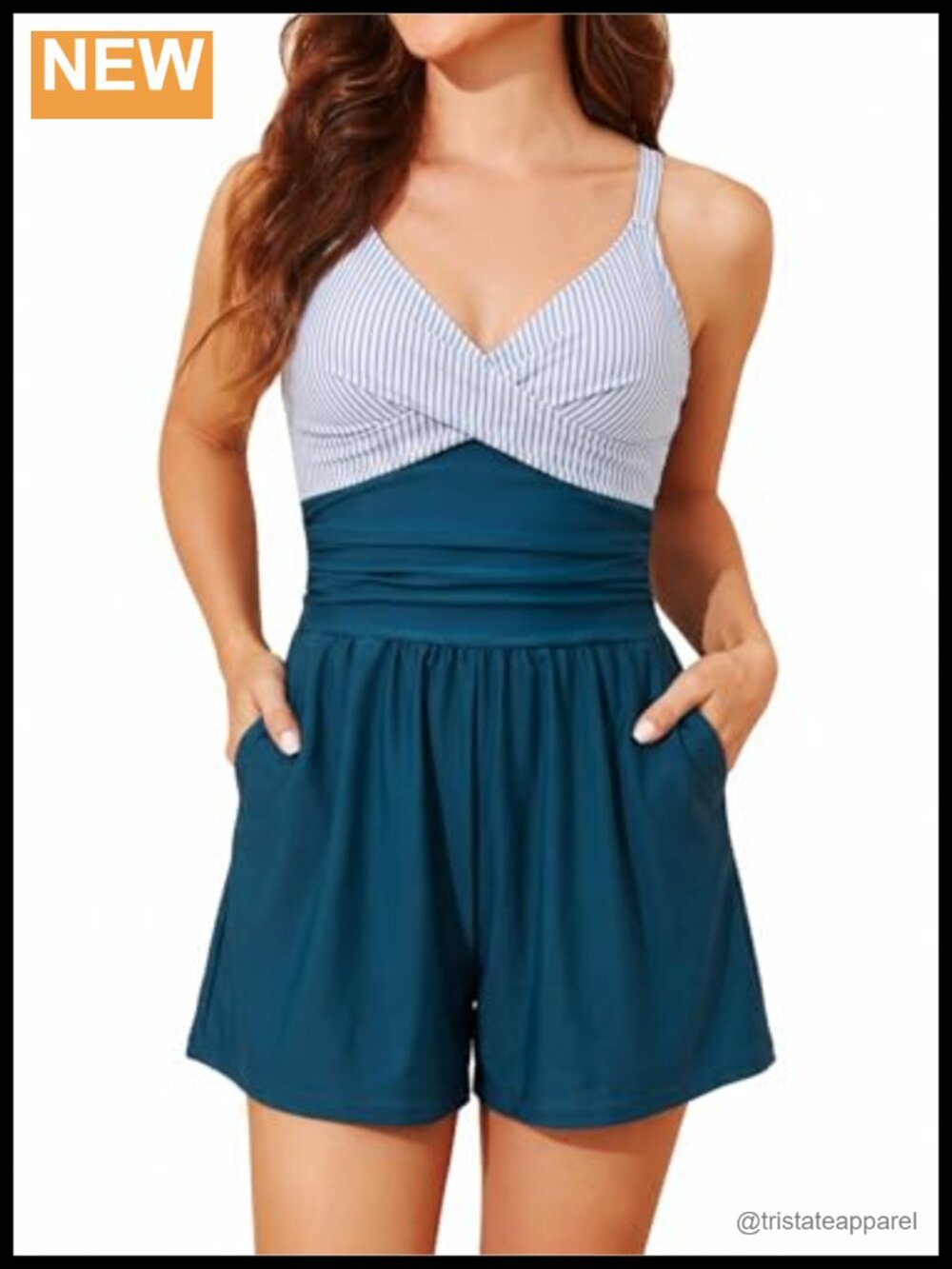 Smismivo Women's Swim Romper One Piece Tummy Control Bathing Suit with Shorts